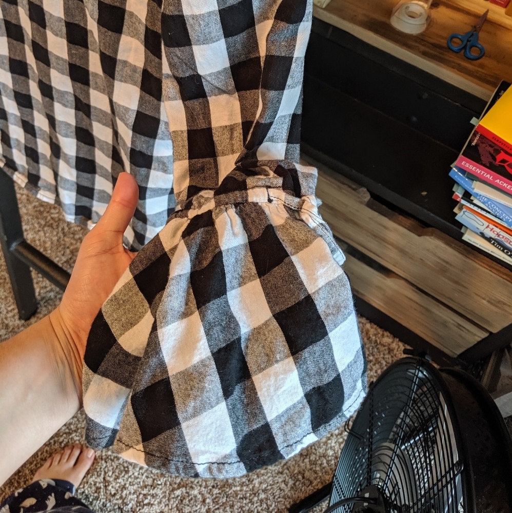 Blk & Wht Checkered Flannel Button Down - Picture 2 of 3